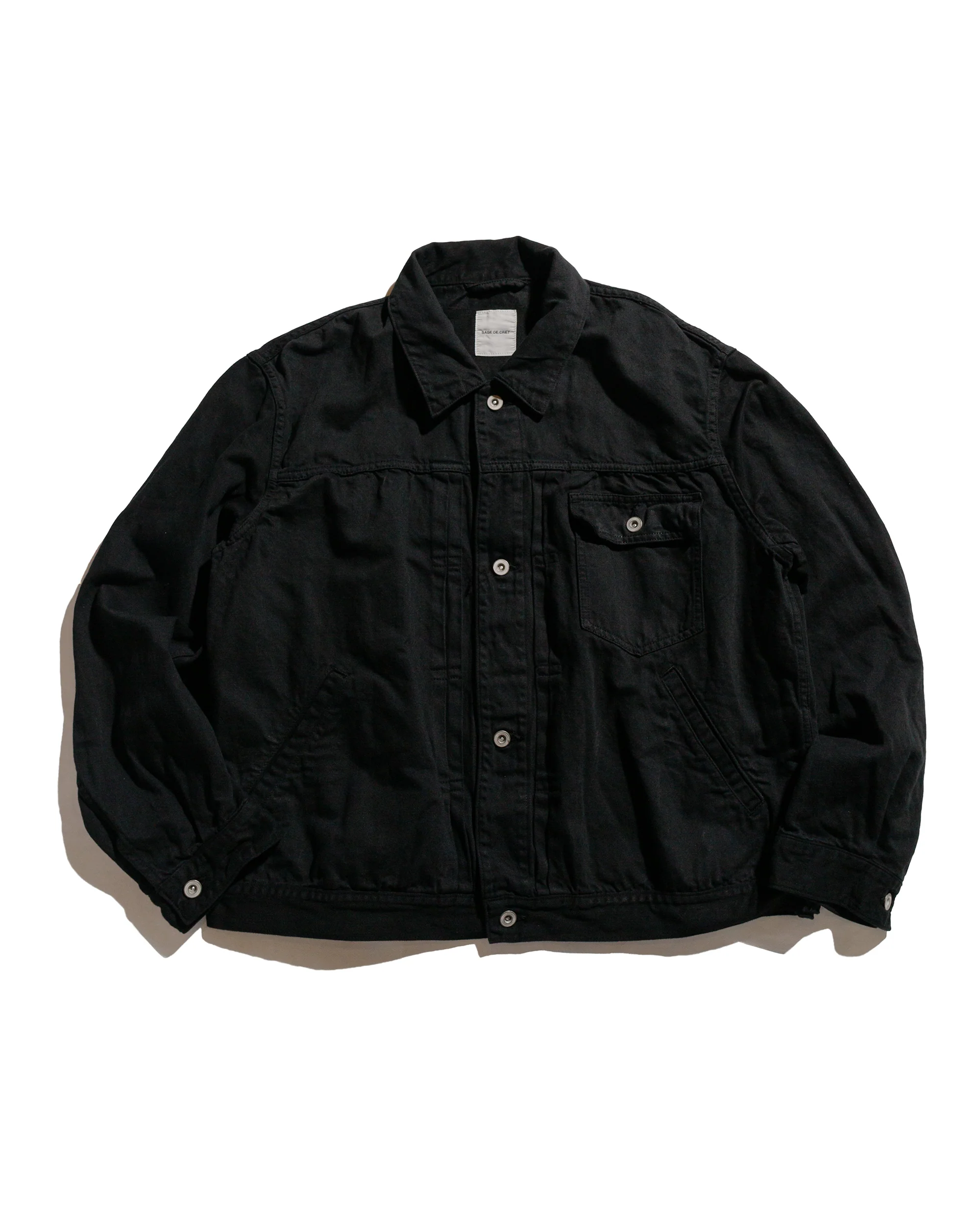 Sage de Cret Cotton/Linen Denim Short Jacket Black