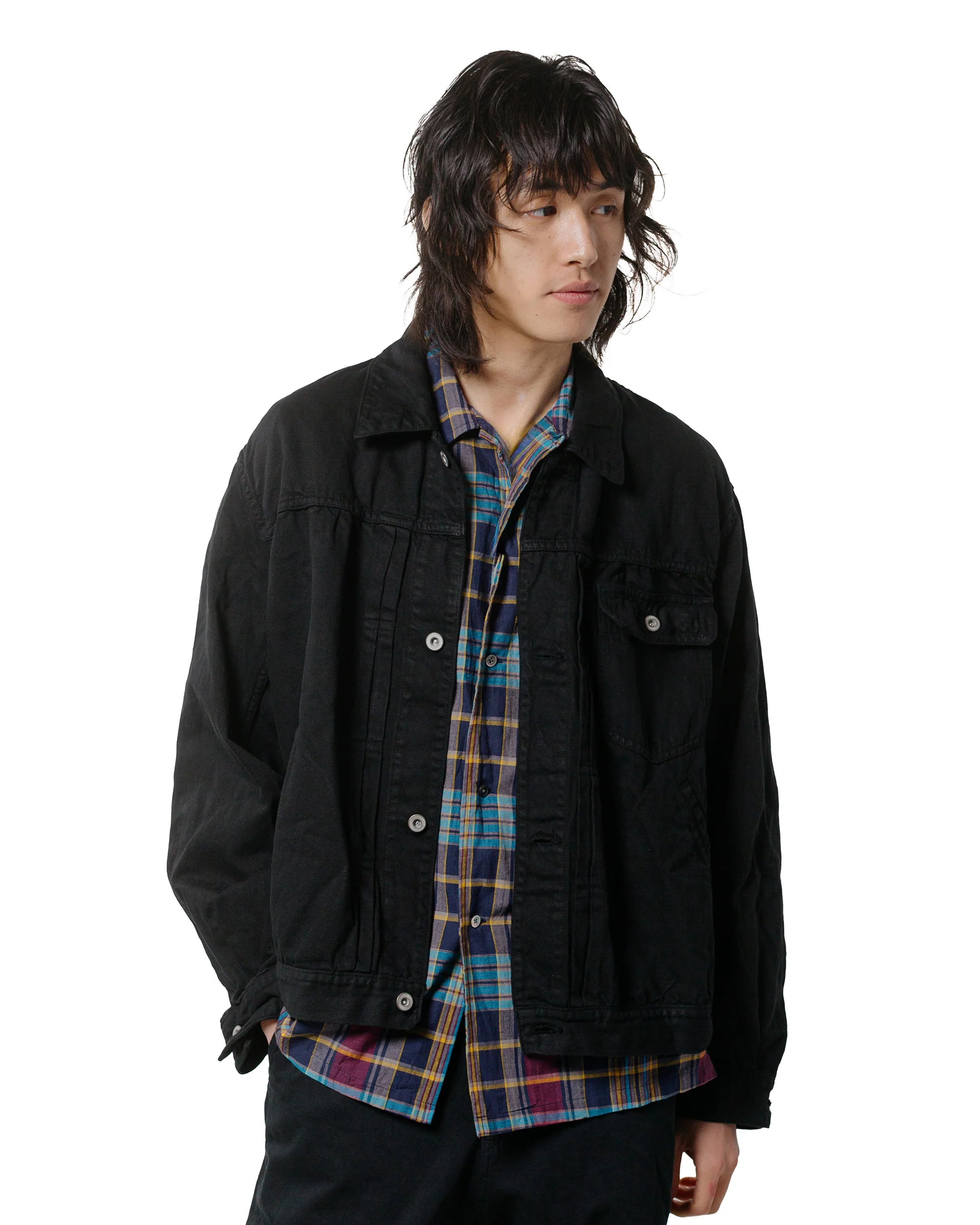 Sage de Cret Cotton/Linen Denim Short Jacket Black