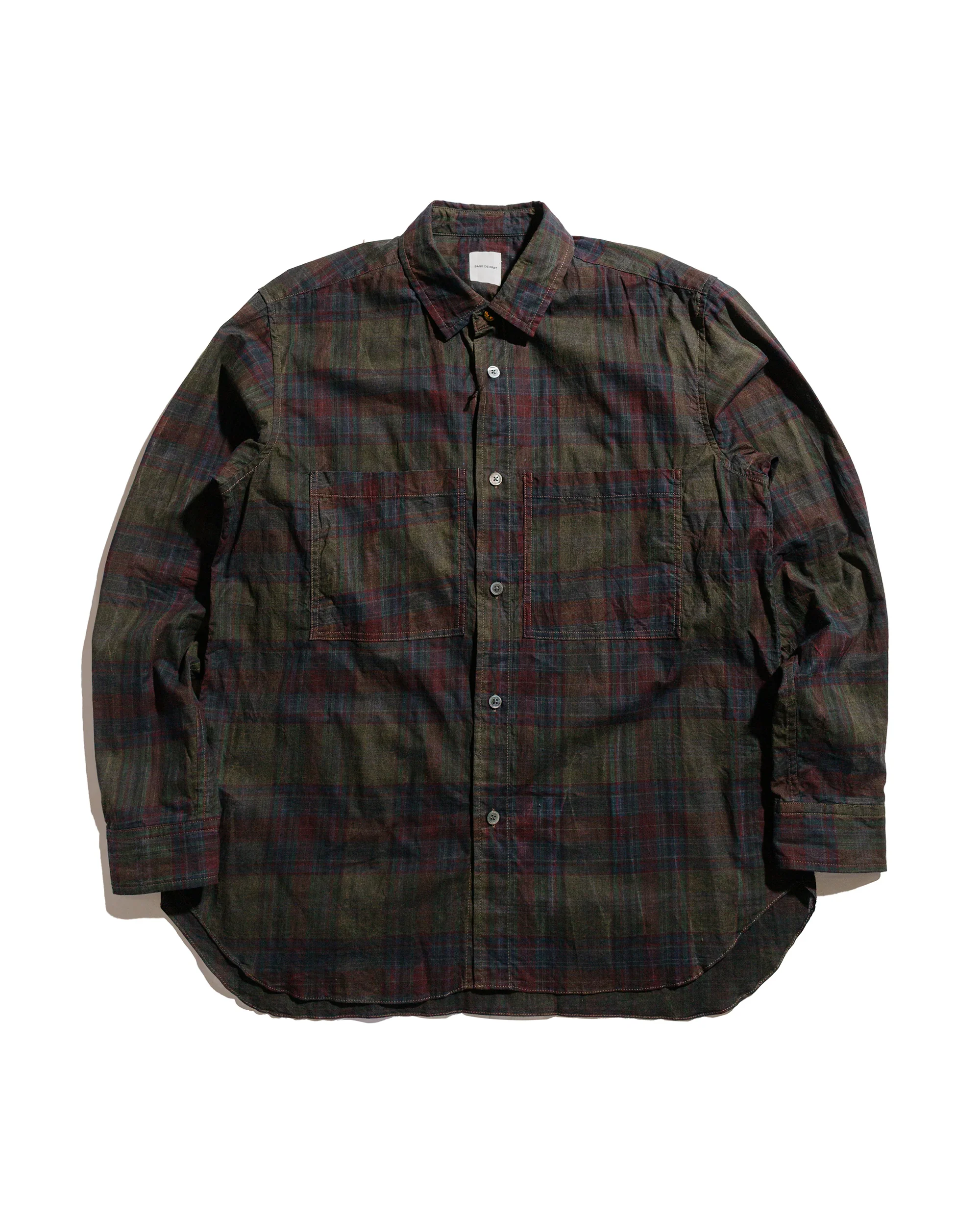 Sage de Cret Sumi Ink Madras Check Work Shirt Yellow