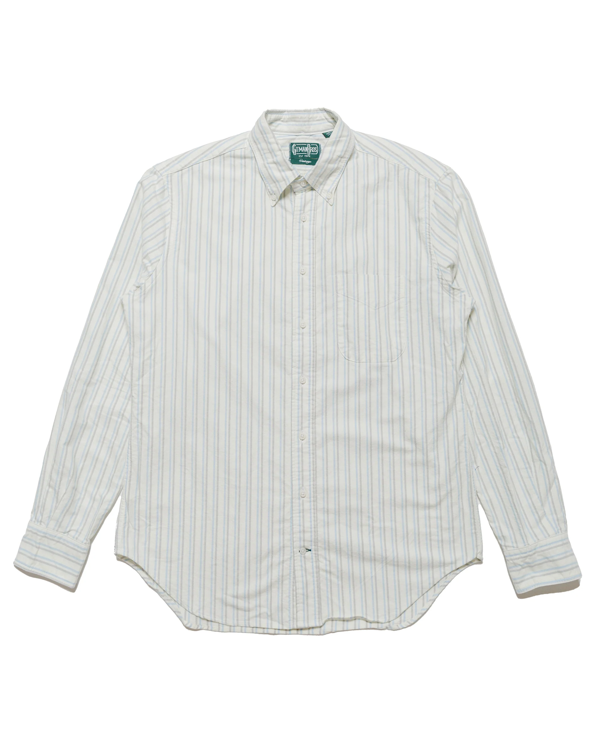 Gitman Vintage Bros. Blue Brushed Split Stripe Oxford