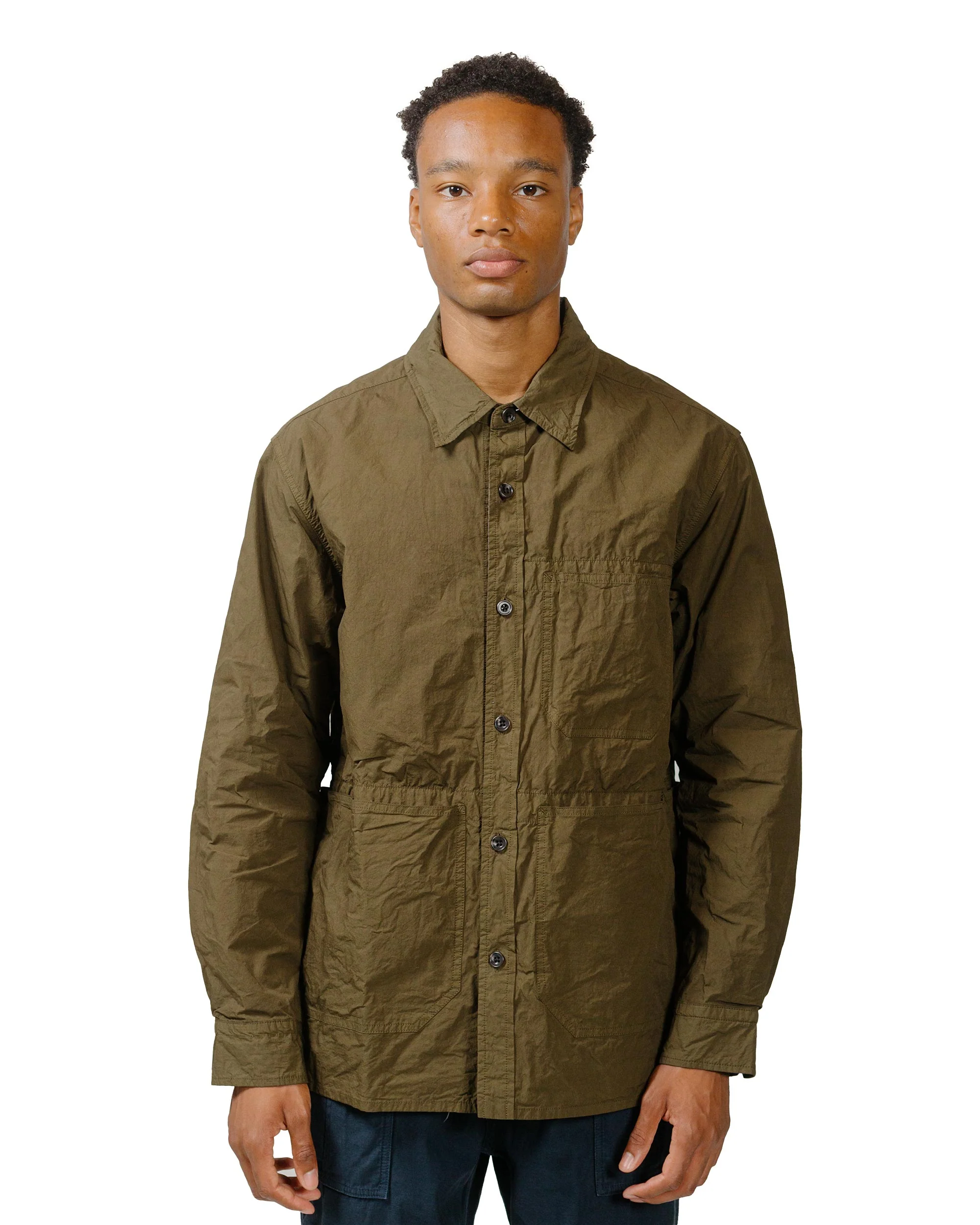 Sage de Cret Cotton Twill Typewriter Shirt Jacket Army Green